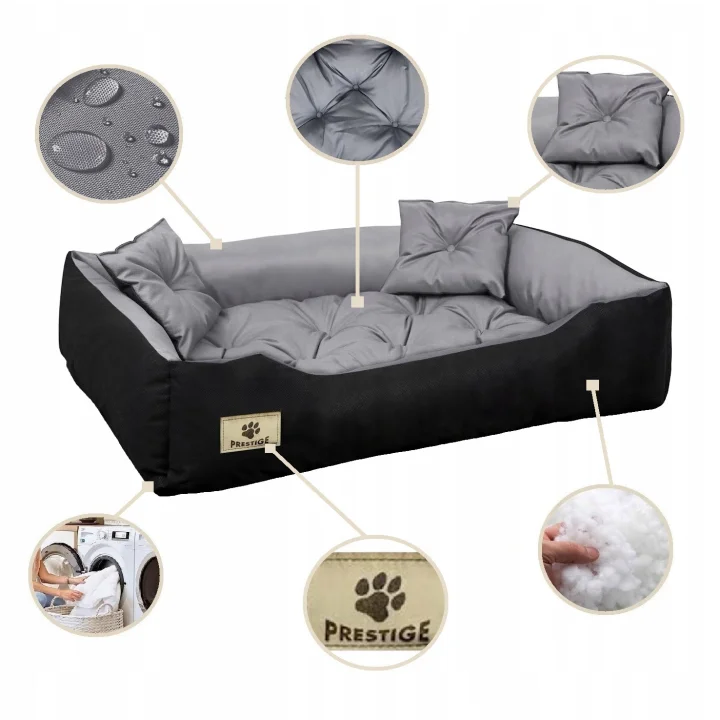 Legowisko dla psa kojec PRESTIGE 100x75 cm wodoodporne szare
