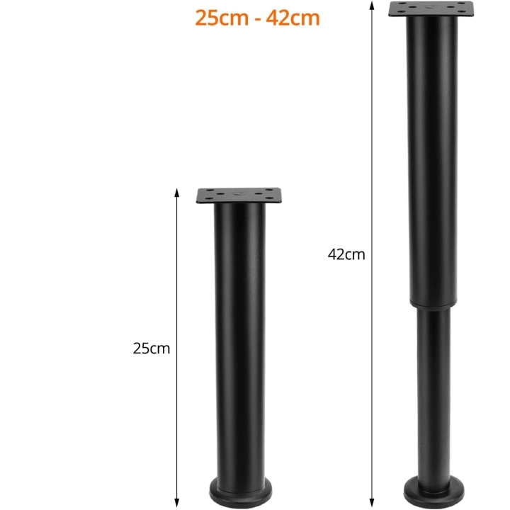 Nóżki meblowe QWORK regulowane 25-42 cm czarne 4 szt. POWYSTAWOWY