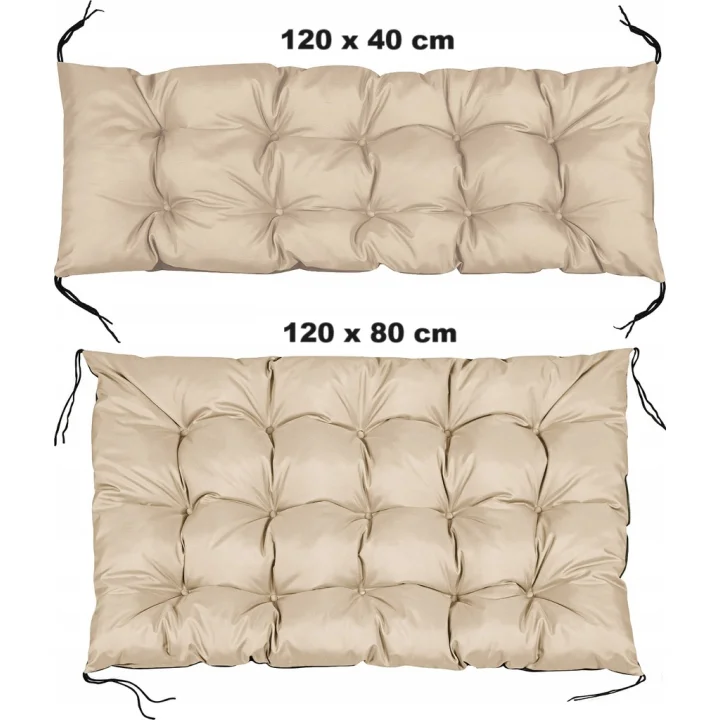 Zestaw Poduszka ogrodowa 120/80 cm + 120/40 cm na ławkę palety wodoodporna beżowy