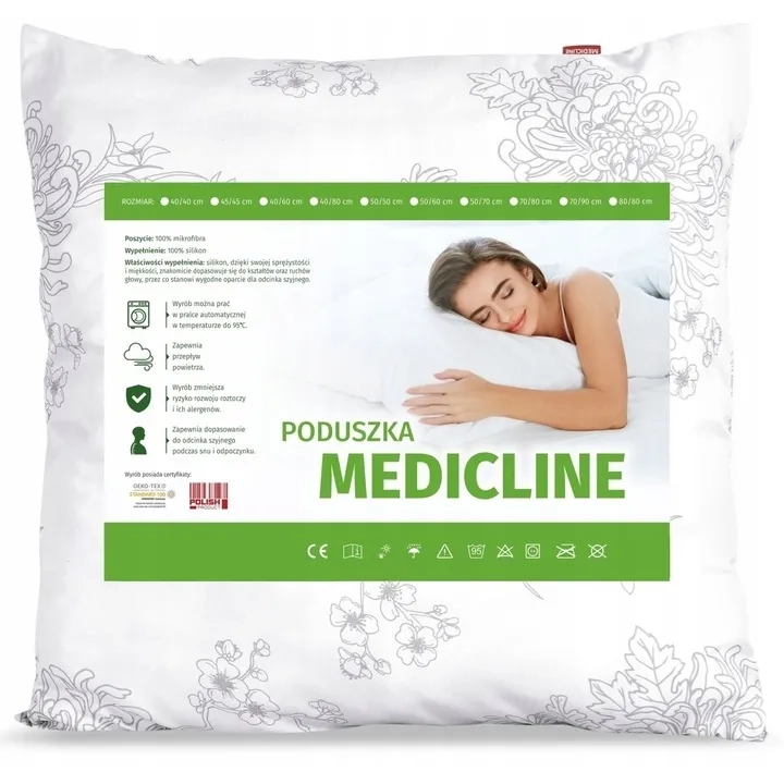 Poduszka 70x80 cm antyalergiczna mikrofibra drukowana silikon