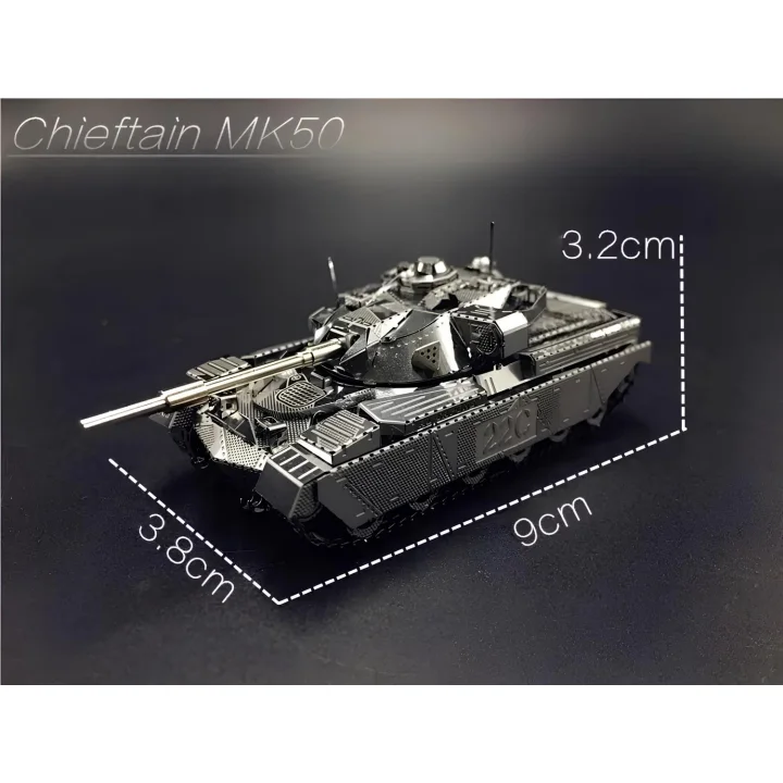 Czołg DIY 3D metalowy zestaw Chieftain MK50 1:100 model kolekcjonerski do składania prezent dla fana