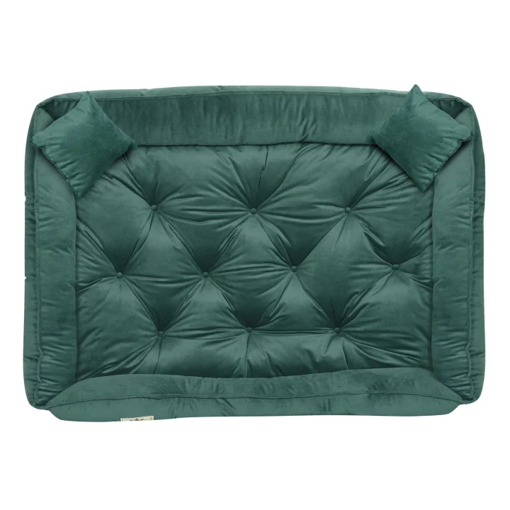 Legowisko dla psa kojec 115x95 cm welur ciemnozielony