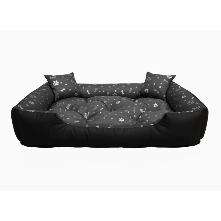 Legowisko dla psa kojec 75x65 cm wodoodporne kości srebrne