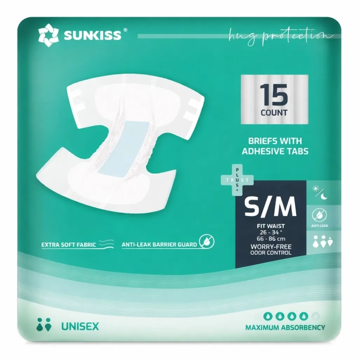 Pieluchy dla dorosłych SUNKISS TrustPlus S/M 60 szt jednorazowe