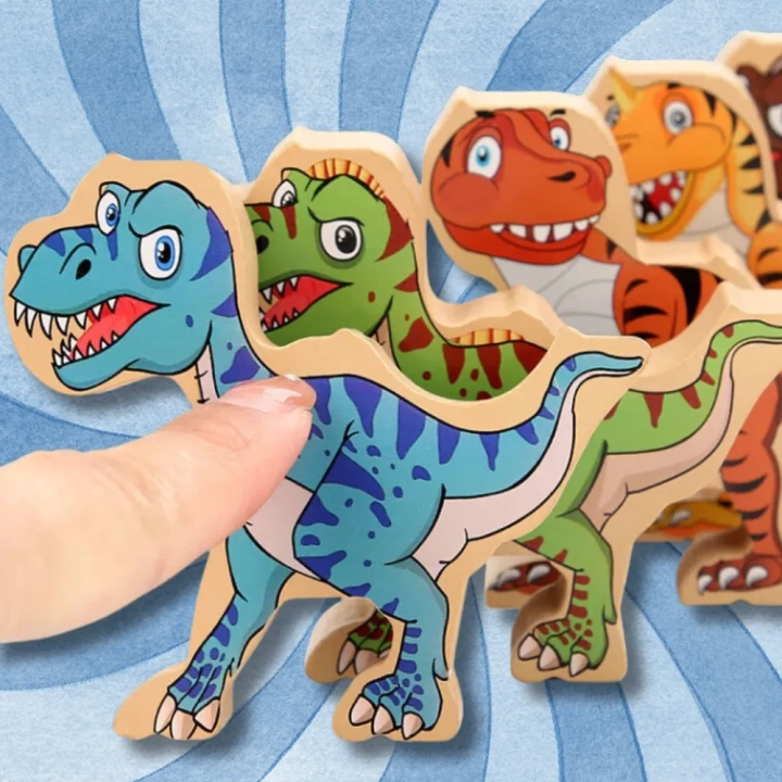 GRA ZRĘCZNOŚCIOWA LOGICZNA KLOCKI BALANSUJĄCE DINOZARY T-REX WIEŻA JHTOY-640