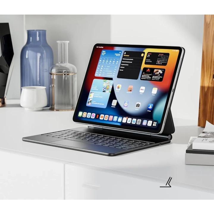 Etui z klawiaturą Earto do iPad Pro 12.9 (M2, 2024), 7 RGB, magnetyczne, QWERTY