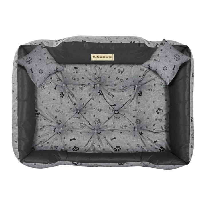 Legowisko dla psa kojec KINGDOG 100x75 cm personalizowane wodoodporne kości czarne