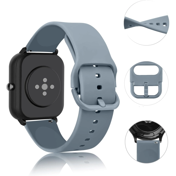 Pasek do zegarka do Amazfit GTS 2/3/4 Mini silikonowy 20 mm stalowy niebieski