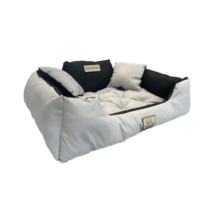 Legowisko dla psa kojec KINGDOG 100x75 cm personalizowane wodoodporne jasnoszare