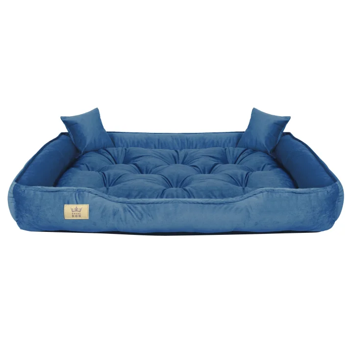 Legowisko dla psa kojec 130x105 cm welur niebieski