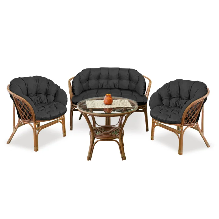 Zestaw ogrodowy 2x122x40cm + 190x40cm na krzesło kanapę huśtawkę meble rattanowe wodoodporny czarny