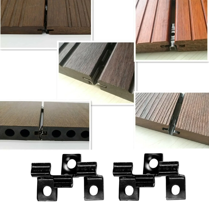 Klipsy tarasowe montażowe TWSOUL WPC 6.5 mm czarne ze stali nierdzewnej, 100 szt