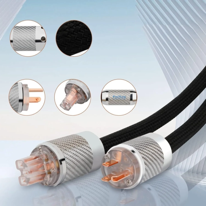 Kabel zasilający Preffair HiFi 10AWG, 1m, dla wzmacniacza, D503CF2R, 3.2MM2