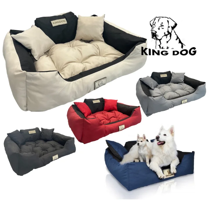 Legowisko dla psa kojec KINGDOG 130x105 cm personalizowane wodoodporne beżowe
