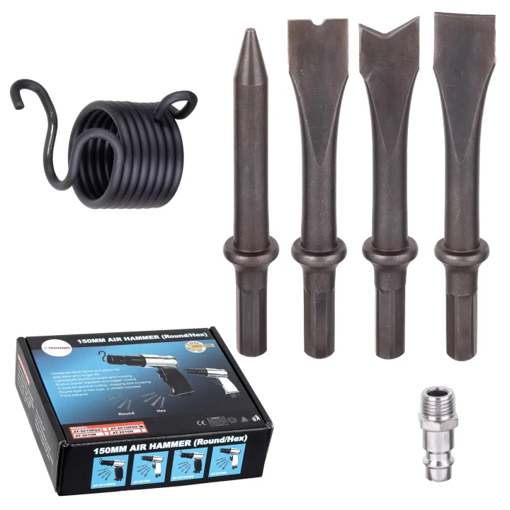 Młotek pneumatyczny Udarowy Zestaw Groty Dłuta Przecinaki Sześciokątne