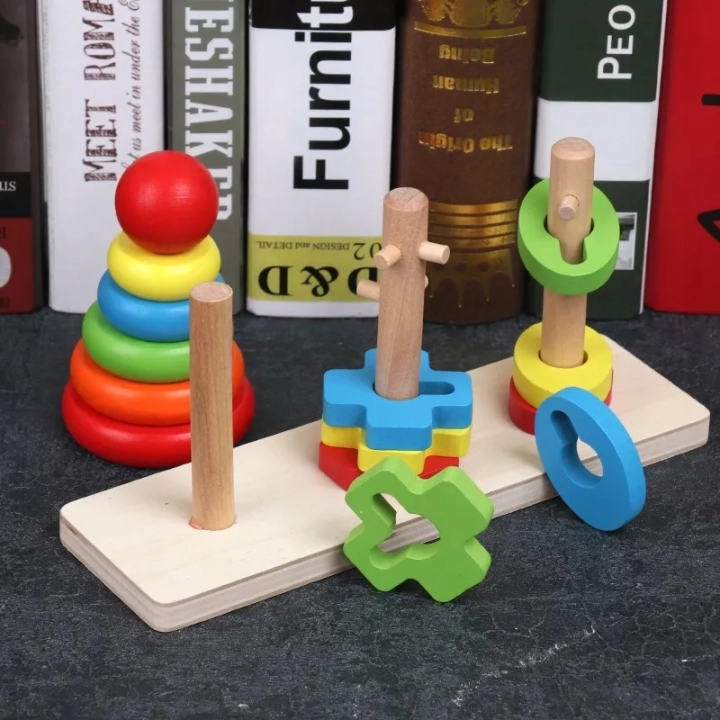 DREWNIANA UKŁADANKA LOGICZNA PIRAMIDKA MONTESSORI