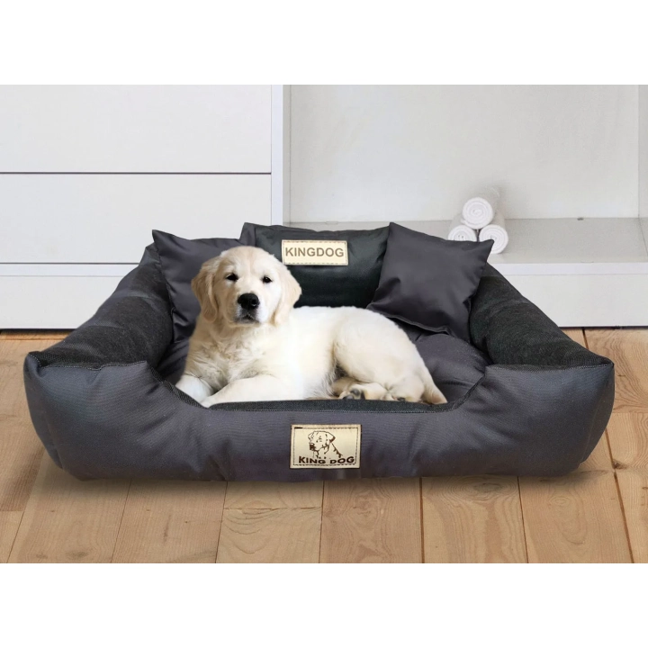 Legowisko dla psa kojec KINGDOG 55x45 cm personalizowane wodoodporne czarne
