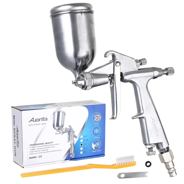 Auarita Metalowy Mini Pistolet Lakierniczy dysza 0,8mm uchylny kubek 125mm
