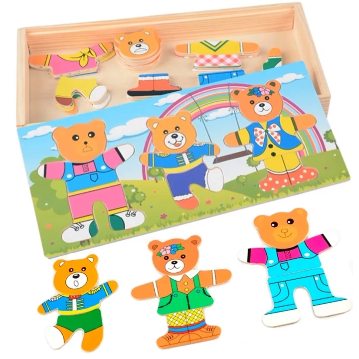 DREWNIANA UKŁADANKA PUZZLE UBIERANKA EMOCJE MINY RODZINA MISIÓW 47 EL.