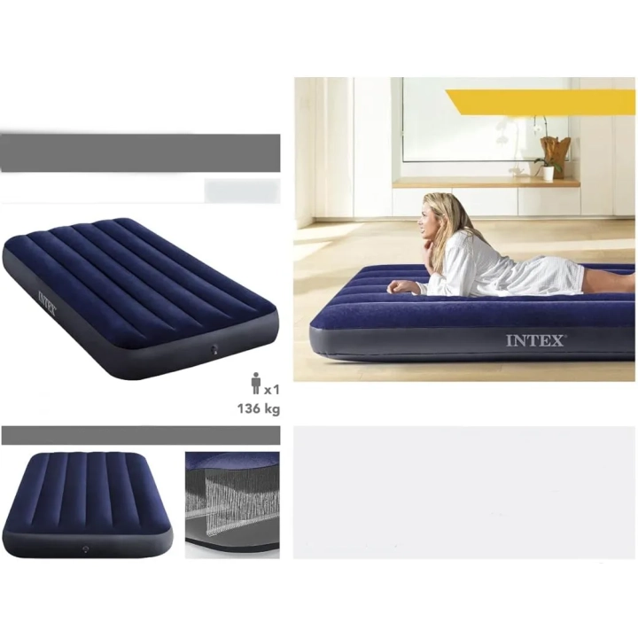Materac dmuchany Intex Classic Downy Twin Dura Beam 191×99×25cm niebieski