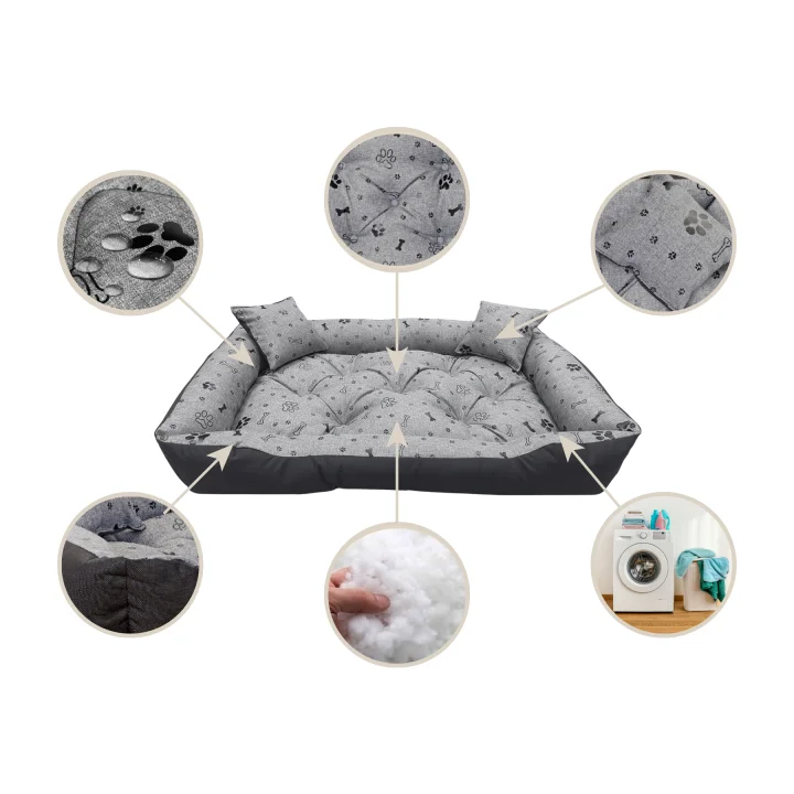 Legowisko dla psa kojec 130x105 cm wodoodporne kości czarne