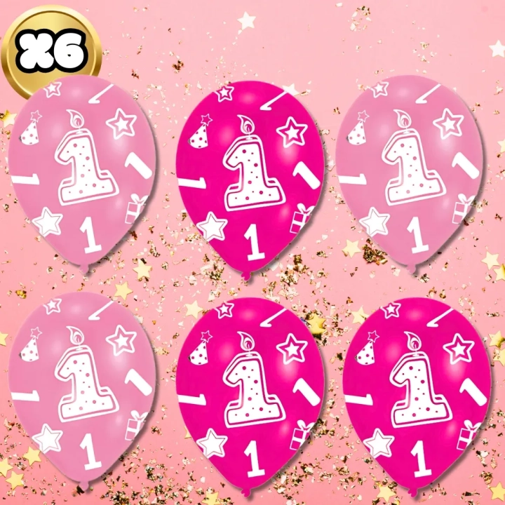BALONY DMUCHANE LATEKSOWE RÓŻOWE 6 SZT NA URODZINY ROCZEK DEKORACJA