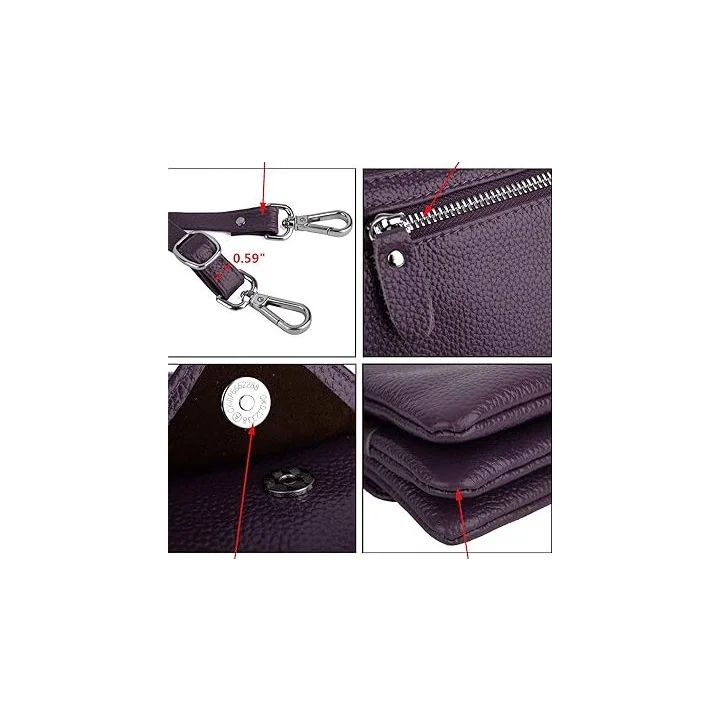 Torebka skórzana damska na telefon YALUXE kopertówka crossbody RFID