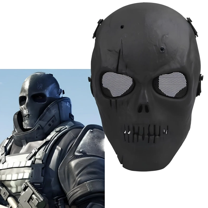 Czarna maska-sh helmet RESTEQ do airsoftu i motocykli na Halloween