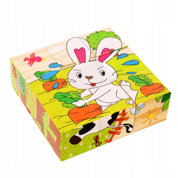 LT321 EDUKACYJNE DREWNIANE KLOCKI UKŁDANKA PUZZLE
