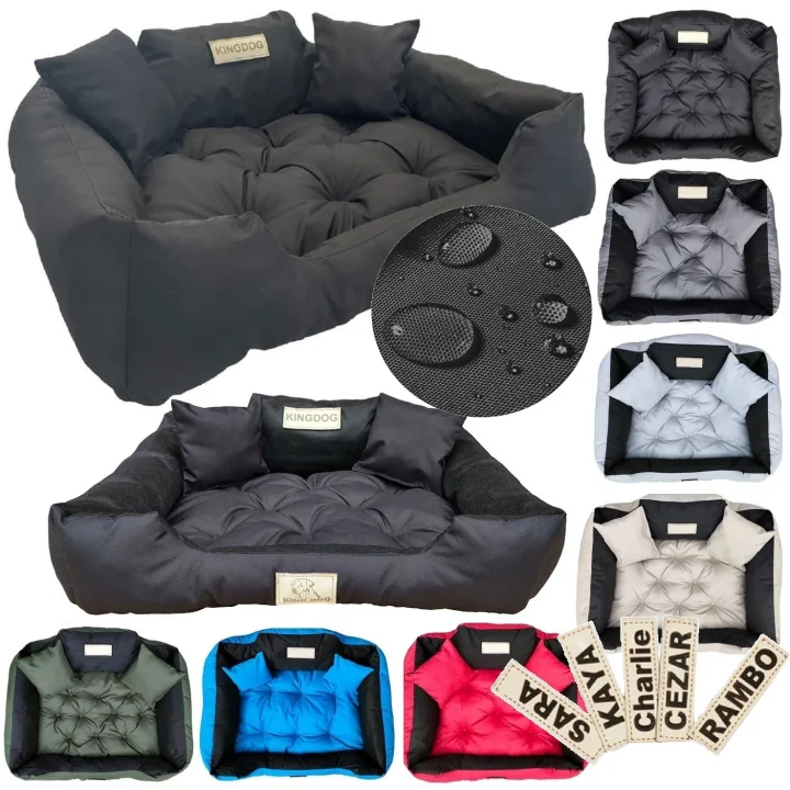 Legowisko dla psa kojec KINGDOG 100x75 cm personalizowane wodoodporne czarne