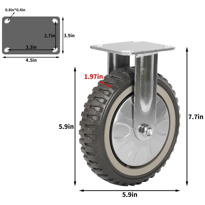 Obrotowe kółka uyoyous gumowe 200 mm z hamulcem nośność 1000 kg