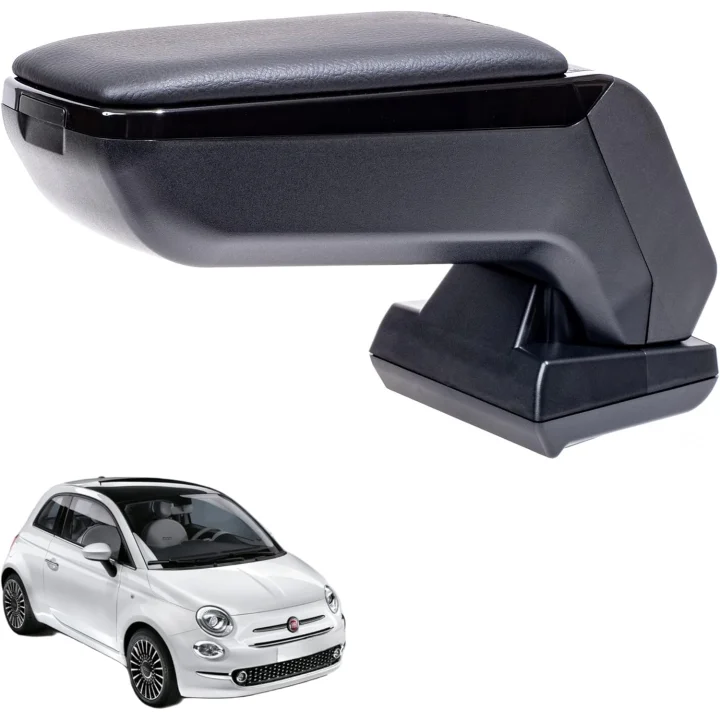 Podłokietnik Rati Armster S do FIAT 500 2016-2024 czarny wegańska skóra ze schowkiem