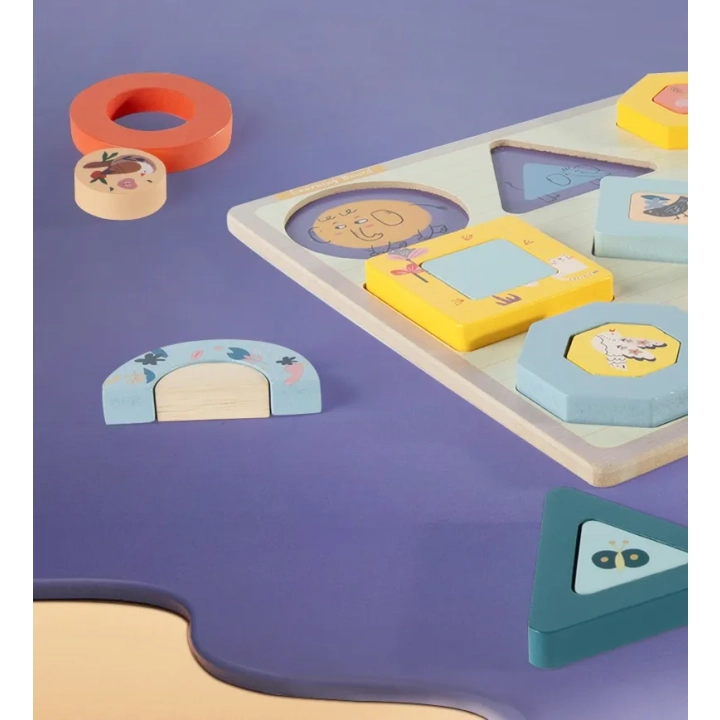 PUZZLE DREWNIANE EDUKACYJNE FIGURY GEOMETRYCZNE ZKB-2053