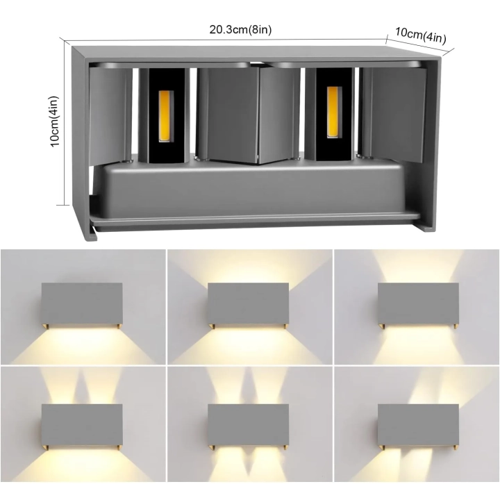 Lampa LED Kingwen, 20 W, ciepła biel 3000 K, IP65, szara, 4 szt.