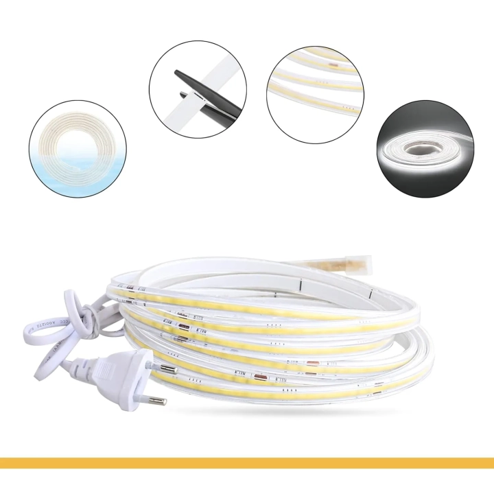 Taśma LED COB 10 m PCNING 230 V IP67 wodoodporna biała 4000K POWYSTAWOWY
