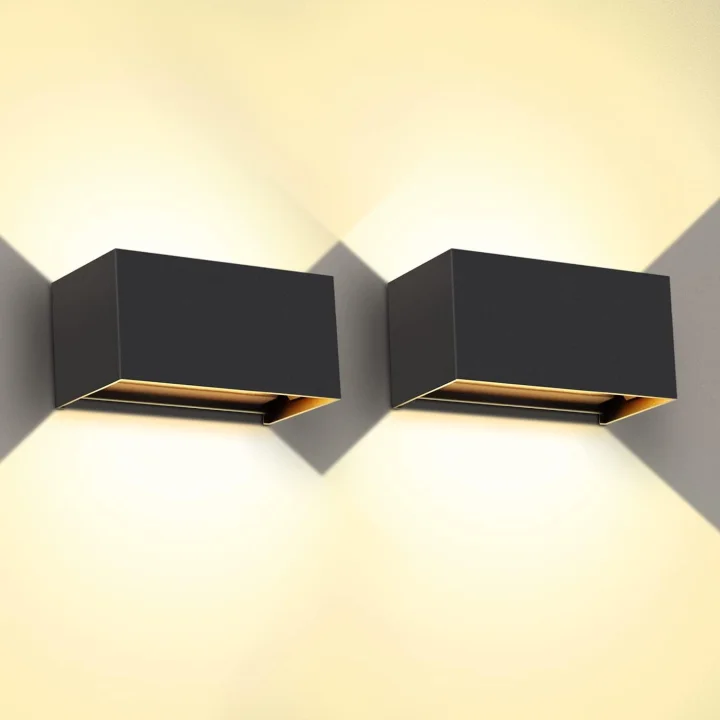 LED kinkiet Kingwen, 20 W, 3000 K, IP65, czarny, zestaw 2 szt.