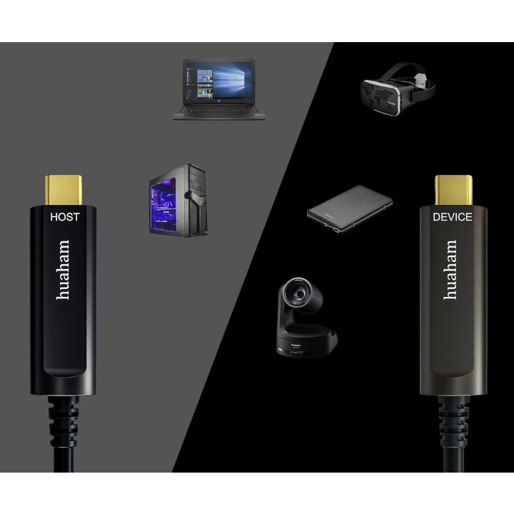 Kabel światłowodowy Huaham USB C do USB C USB 3.1, 10 Gb/s, do 50 stóp 15m