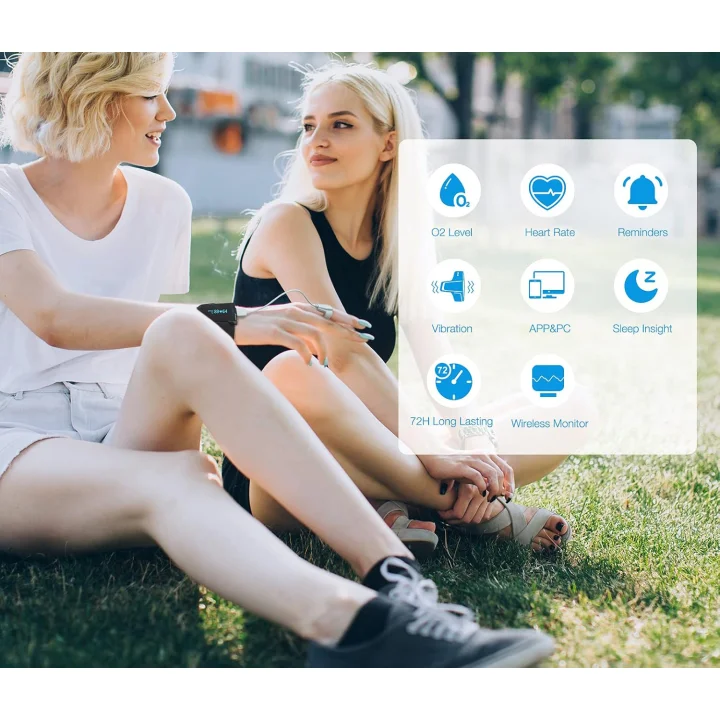 POWYSTAWOWY Pulsoksymetr ViATOM z Bluetooth miernik nasycenia tlenem palca