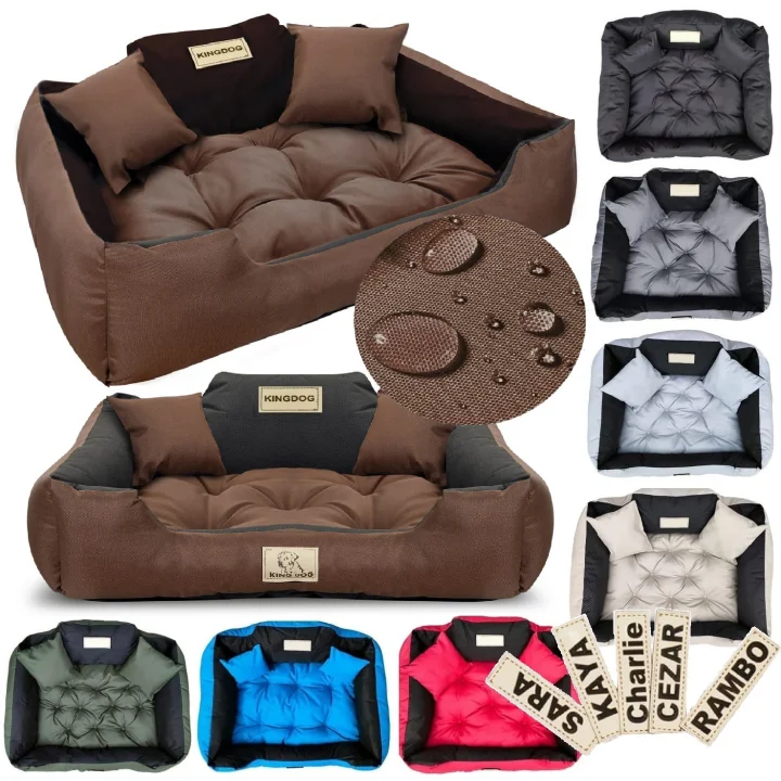 Legowisko dla psa kojec KINGDOG 55x45 cm personalizowane wodoodporne brązowe