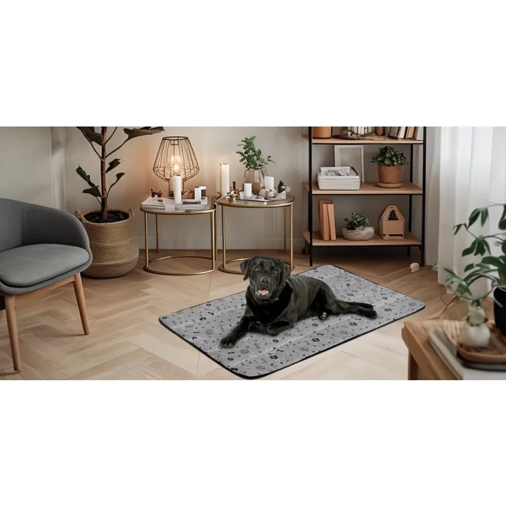 Legowisko dla psa mata 120x80 cm wodoodporne kości czarne