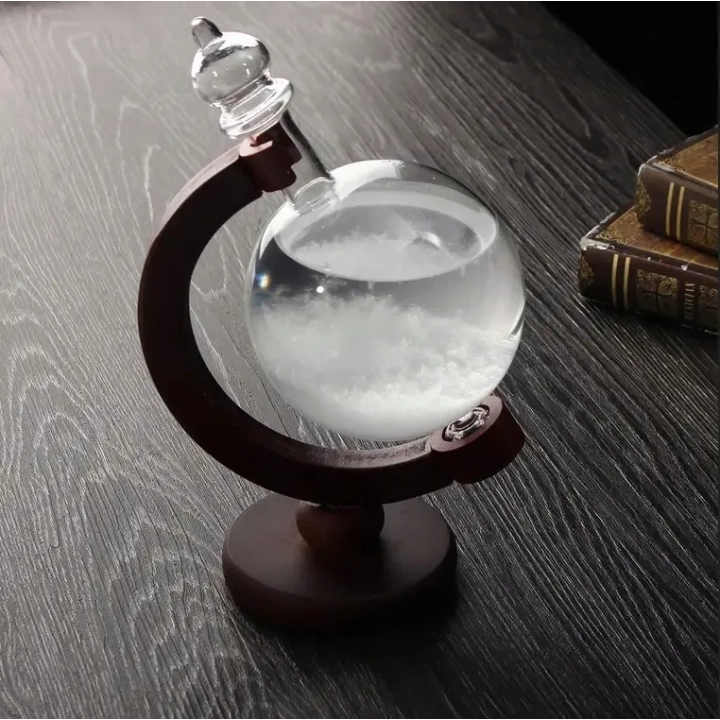 Barometr szklany Stormglass RESTEQ elegancki prognozator pogody z efektem krystalizacji