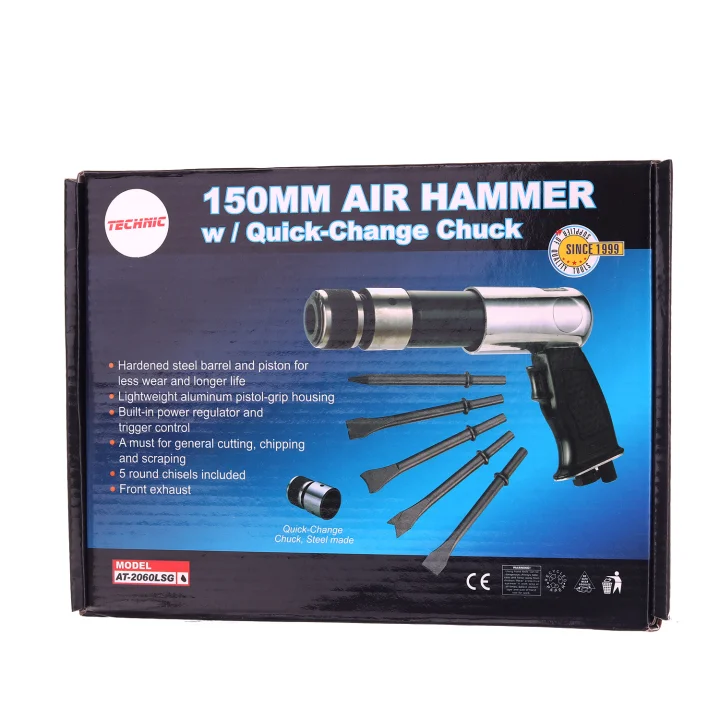 Młotek Ścinak Pneumatyczny Udarowy Automat + Groty długie 175mm okrągłe