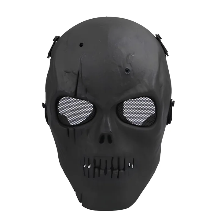 Czarna maska-sh helmet RESTEQ do airsoftu i motocykli na Halloween