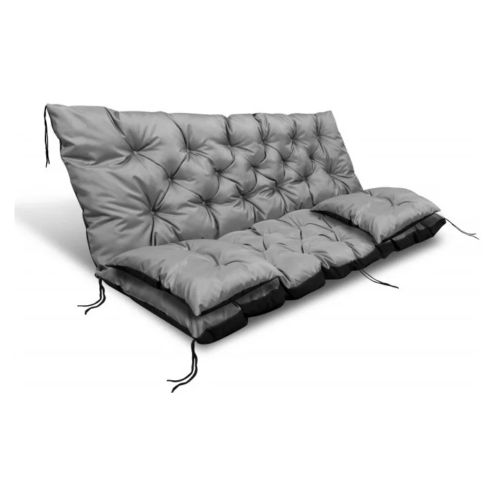 Poduszka ogrodowa 120x60x50 cm + 2 poduszki na ławkę huśtawkę wodoodporna szara