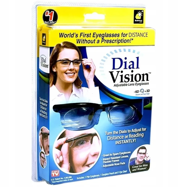 Okulary Dial Vision z regulowanymi soczewkami uniwersalne okulary do czytania i dali, z płynną regulacją dioptrii