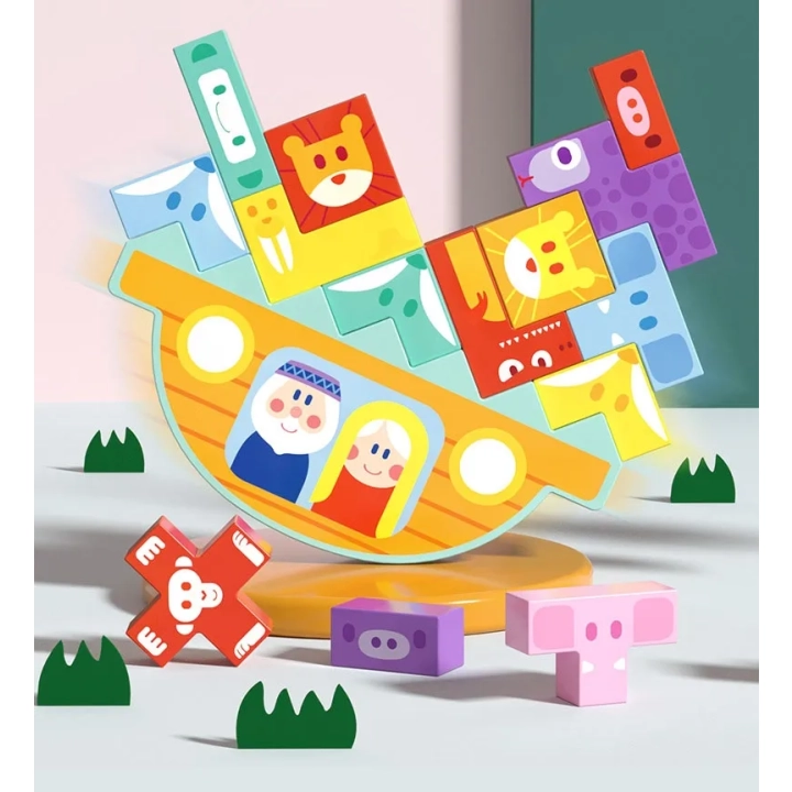 GRA LOGICZNA ZRĘCZNOŚCIOWA KLOCKI BALANSUJĄCY STATEK ARKA NOEGO TETRIS JHTOY-961