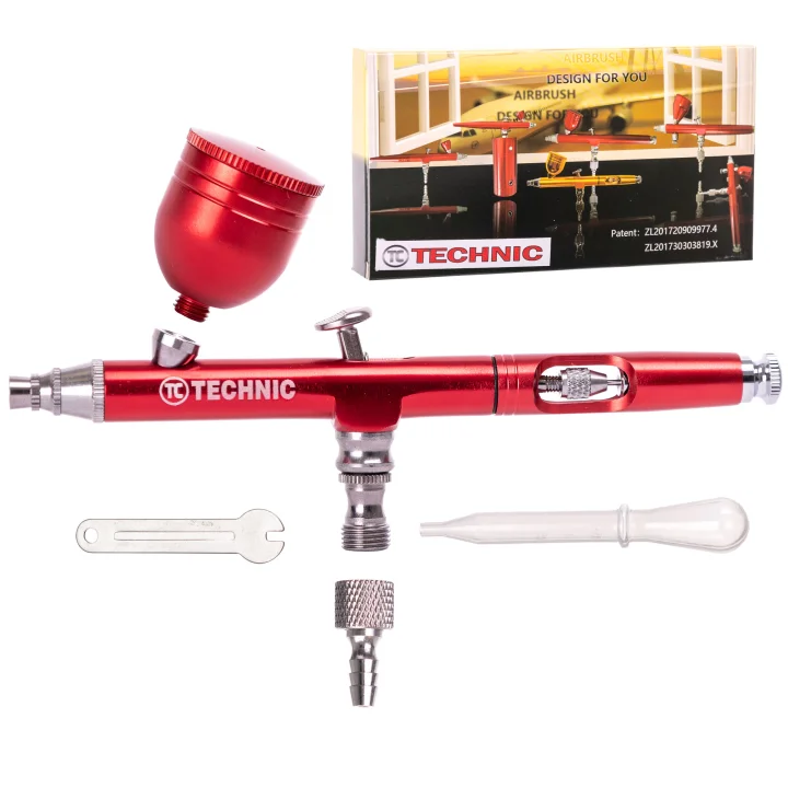 Aerograf Modelarski z Dyszą 0,3mm B-130 DOUBLE ACTION RED MINI Pistolet