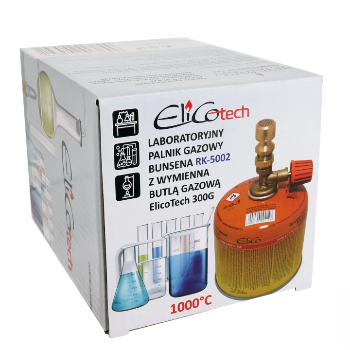 GTU_02 Laboratoryjny palnik Bunsena RK-5002 + gaz 300g