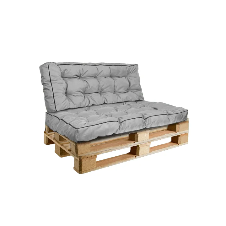 Zestaw Poduszka ogrodowa z wysokim bokiem 120/80 cm + 120/40 cm na ławkę palety wodoodporna szara