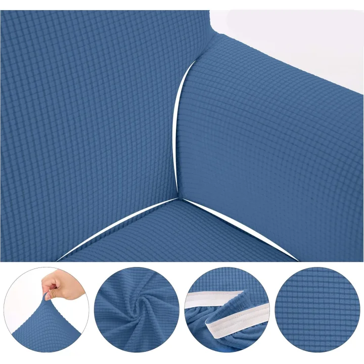 Pokrowiec na fotel 2-osobowy elastyczny na sofę TIANSHU TS0051-11UK denim niebieski